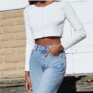 Brandy Melville White Cardigan Sweater Soft Knit